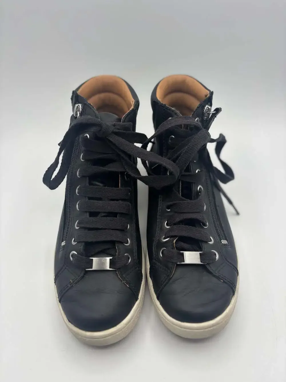 UGG Women's Olive Black Leather High Top Sneakers Side Zipper size 8